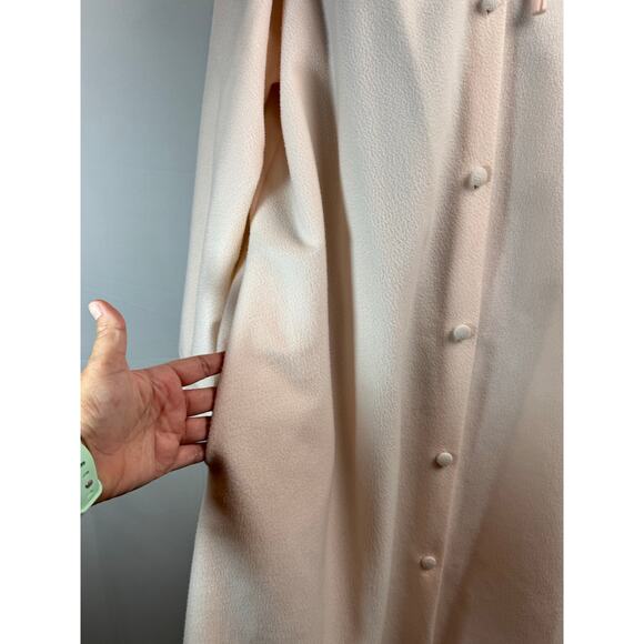 Vintage Pink Button Front Ruffle Collar Nightgown Robe w/ Pockets L/XL Bow - Picture 6 of 8